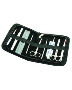 9 Pcs Dissection Kit Set - Introductory Level - Stainless Steel - Leather Storage Case - Eisco Labs