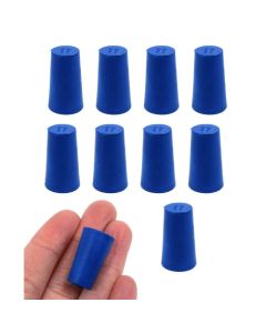 Solid blue neoprene stoppers: Bottom 11mm Top 14mm Length 24mm Made from long lasting neoprene rub