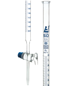 "Burettes - Glass Key Capacity 50ml Sub. Div.0.10ml Tolerance ± 0.10ml class-B White graduations"