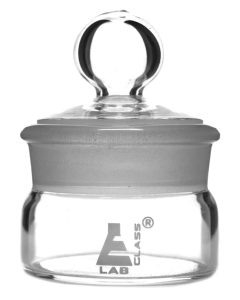 Weighing bottle-low form, borosilicate glass with interchangeable ground stopper, cap. 20ml, OD 40mm, height 30mm