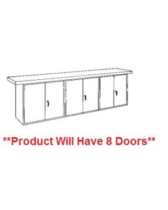 Hann WDD-12L Steel Base Wall Workbench With 4 Base Cabinets With Double Locking Doors 24 x 144